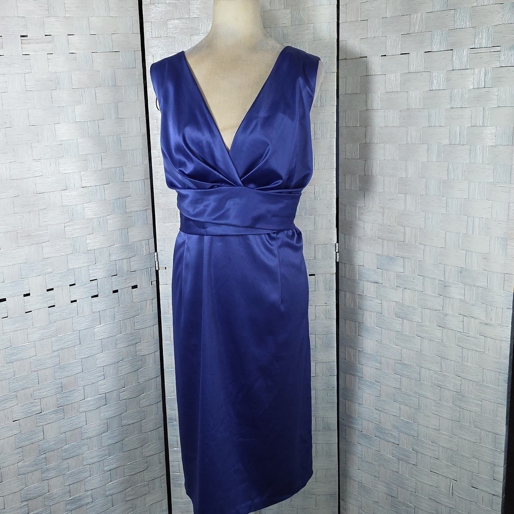 Donna Ricco Blue V-Neck Sheath Dress